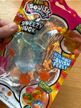 JA-RU Irre-Squish-Tible Squeezy Duck - Blue Glitter Squishy Stress Toy - New